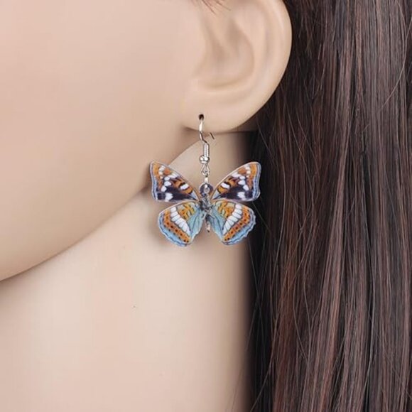 Brown Butterfly Dangle Earrings - Picture 1 of 2
